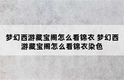 梦幻西游藏宝阁怎么看锦衣 梦幻西游藏宝阁怎么看锦衣染色